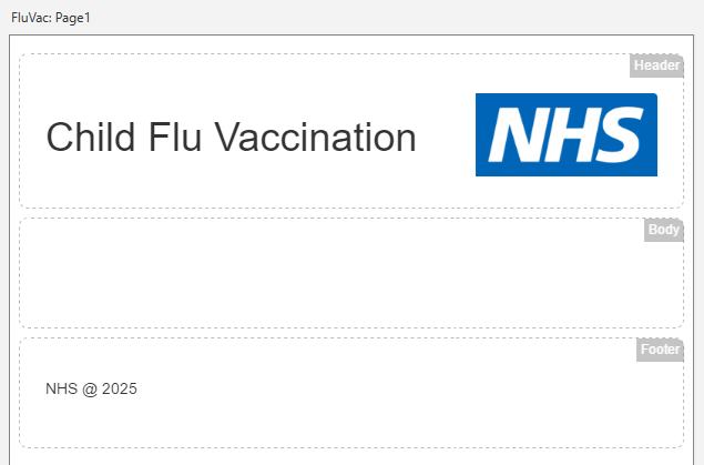 Picture showing the Label Element Added to the Footer. 